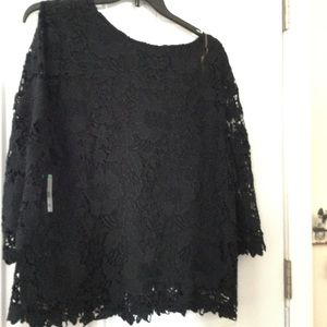 Excellent condition. Never worn. Black see through lace sleeve.Dressy top.